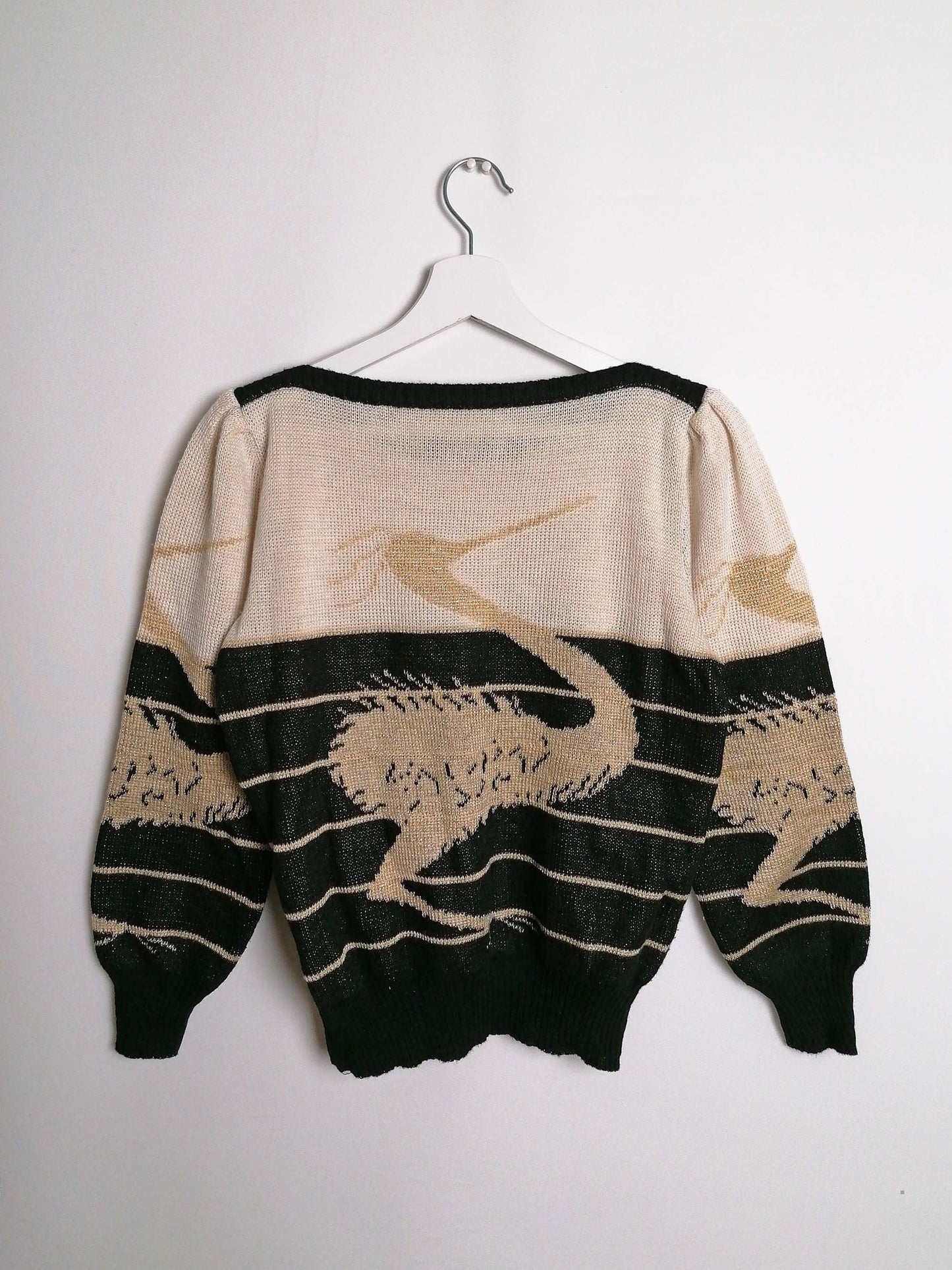80's Gold Thread Bird Sweater