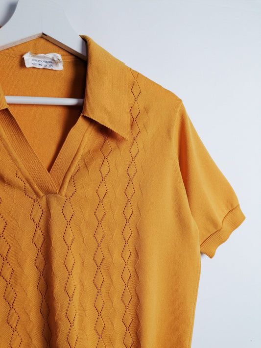 80's Soft Knit Top Marigold Yellow - size M-L