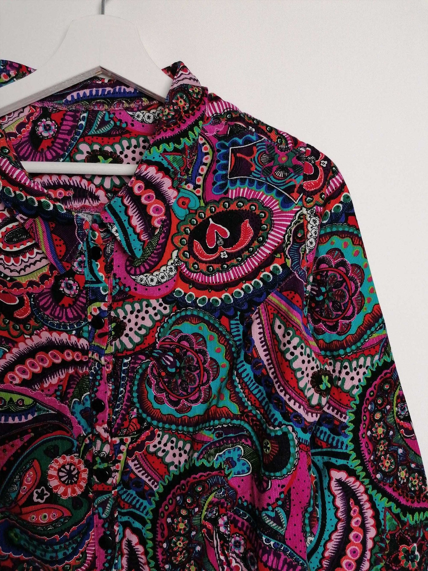 Corduroy Shirt Paisley Pattern 70's Style - size XS-S