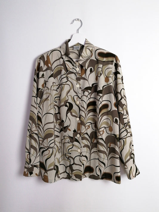 80's Abstract Print Patterned Blouse