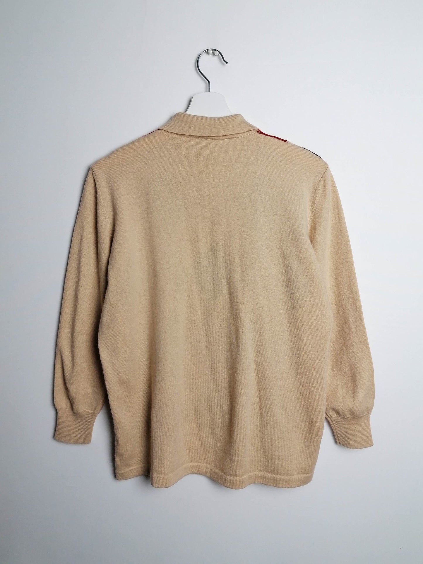 CLARINA Merino Wool Blend Argyle Pattern Sweater - size M-L / 46