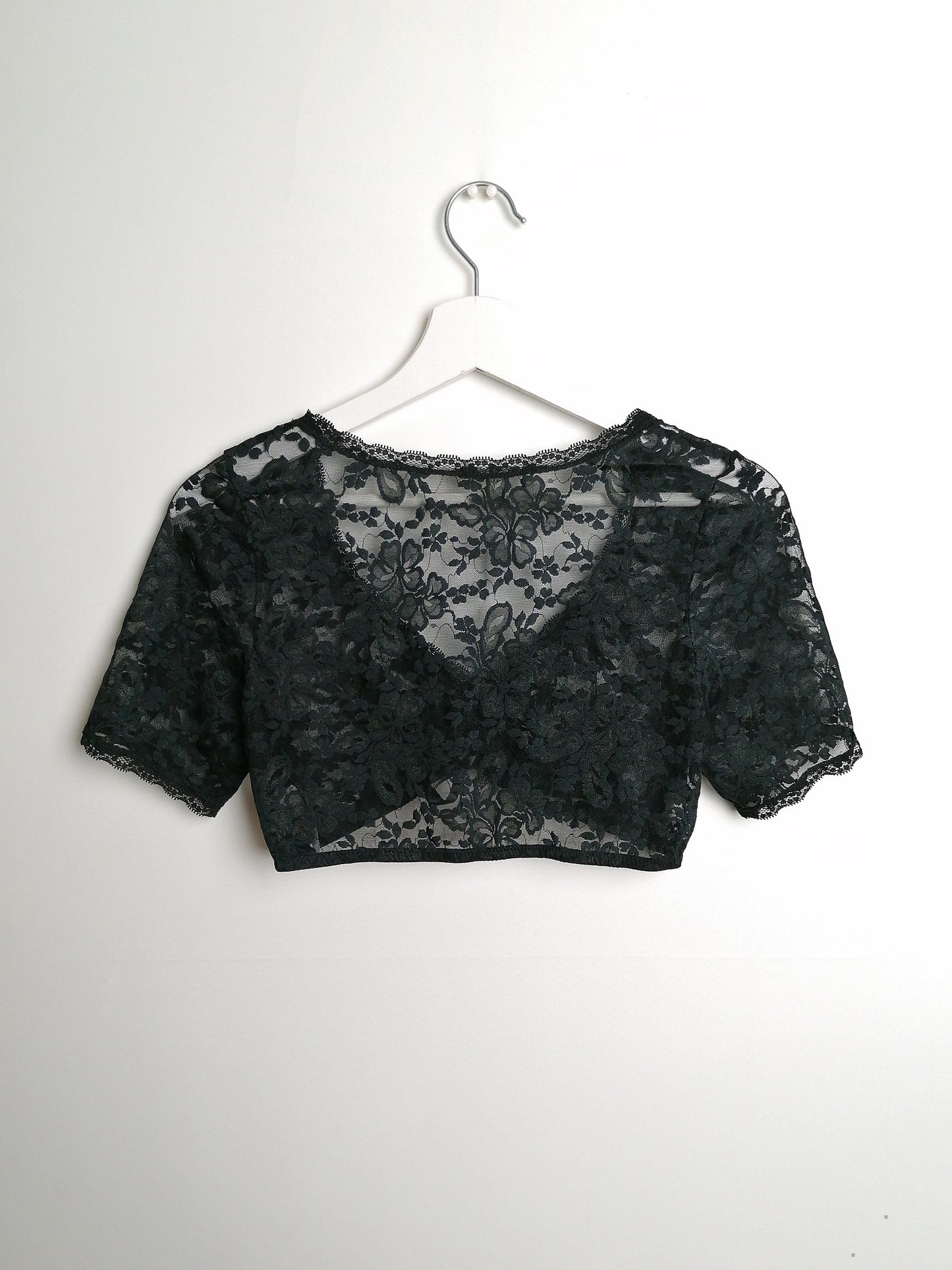 Micro Crop Top Lace Black - size XS-S