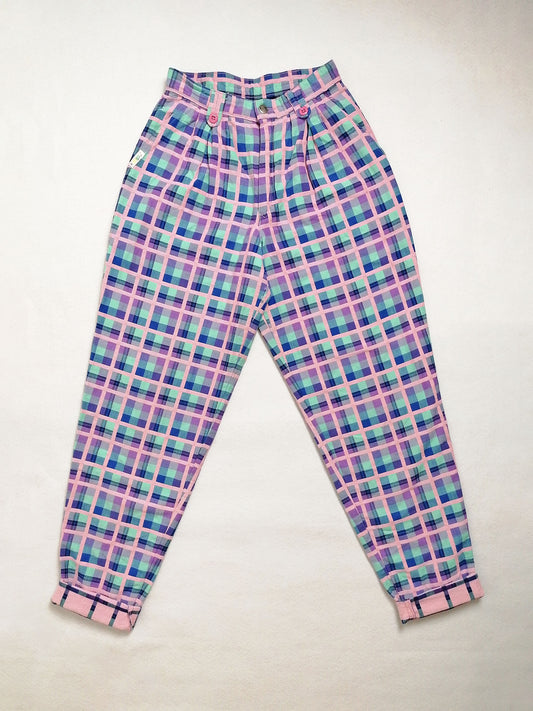 80's BARBARA FARBER High Waist Baggy Pants - size XS-S ( 23.5" waist)