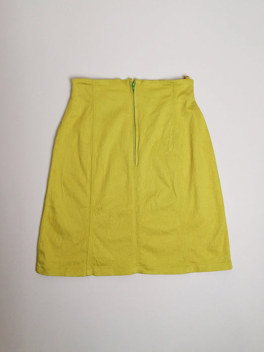 Chartreuse High waist A-line Mini Skirt - size S