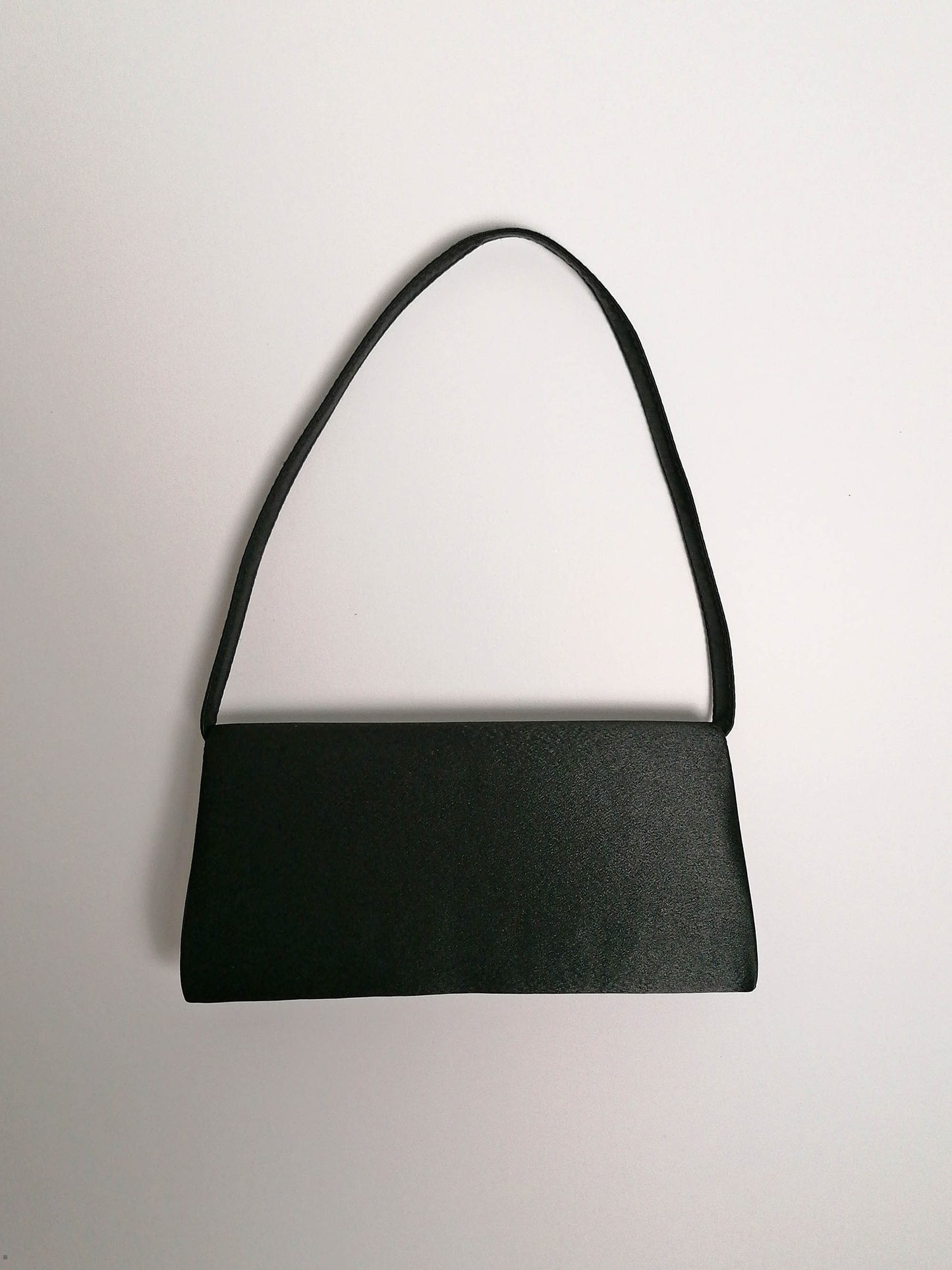 Y2K Small Black Satin Baguette Bag
