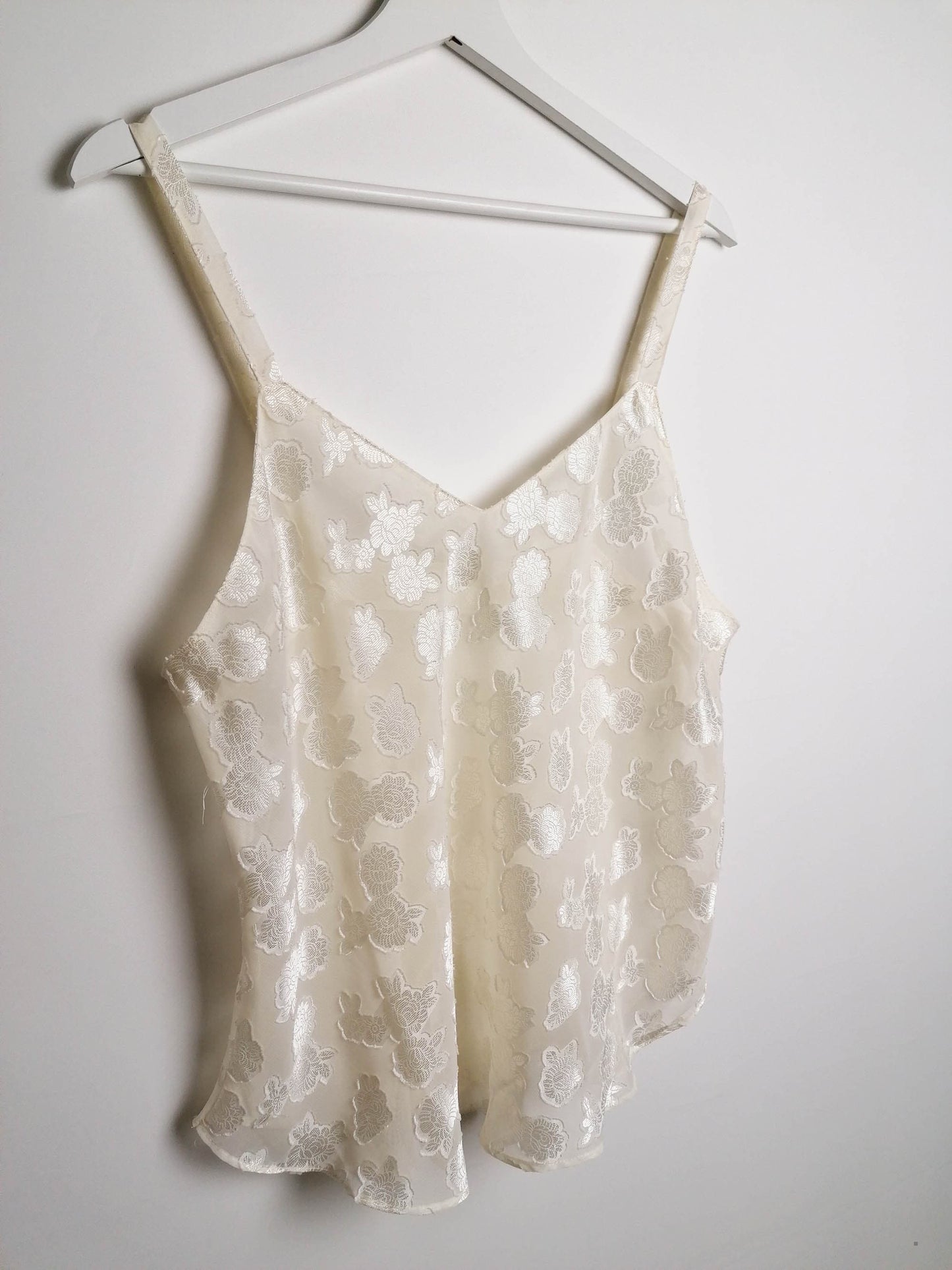 Vintage Butter-white Sheer Cami - size M-L
