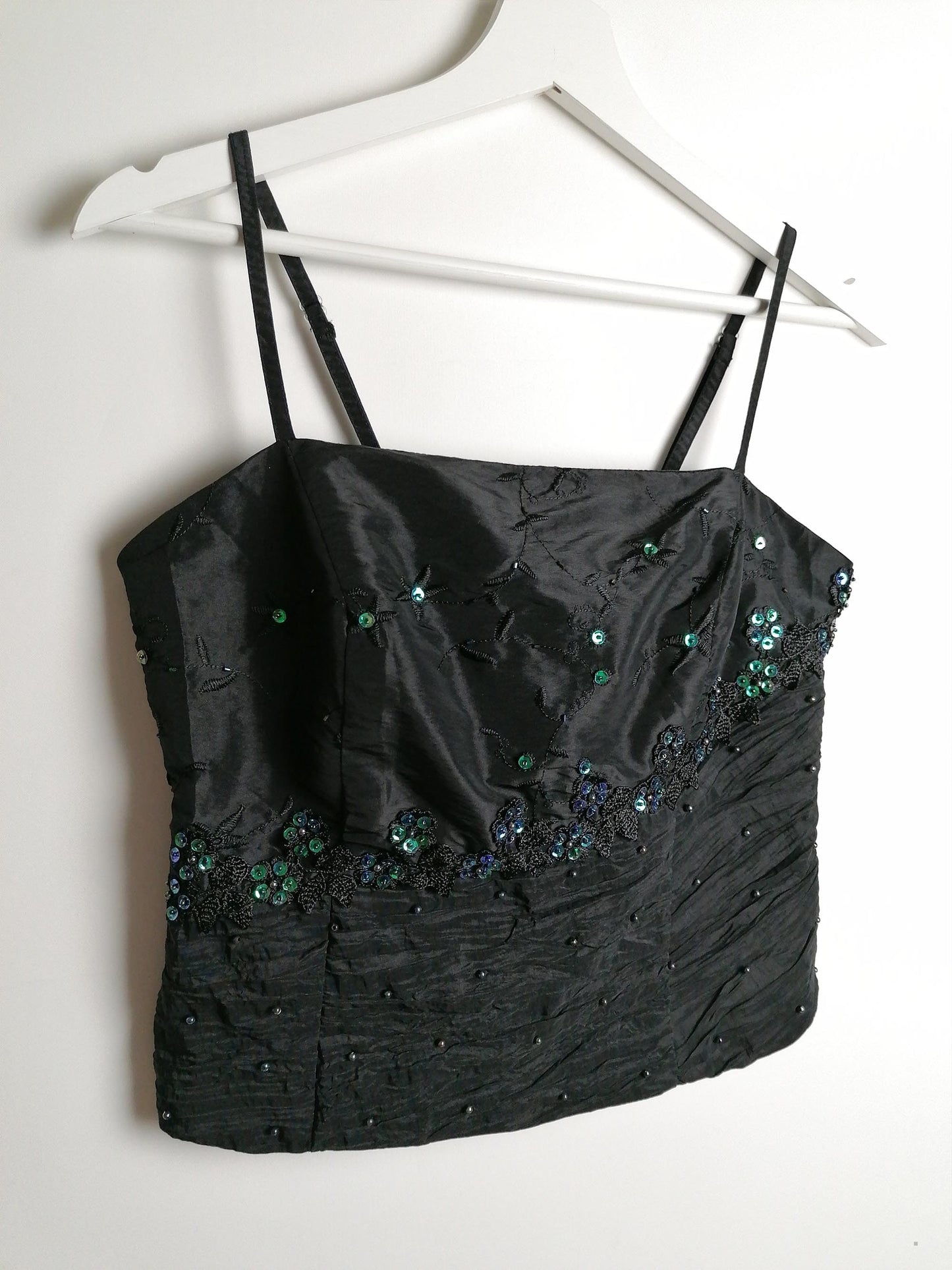 Vintage 90's Embellished Black Corset Top ~ size L