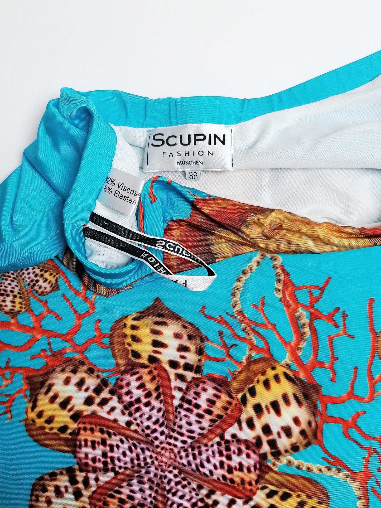 SCUPIN Fashion Munchen Stretch Pencil Skirt Seashells Print - size S-M