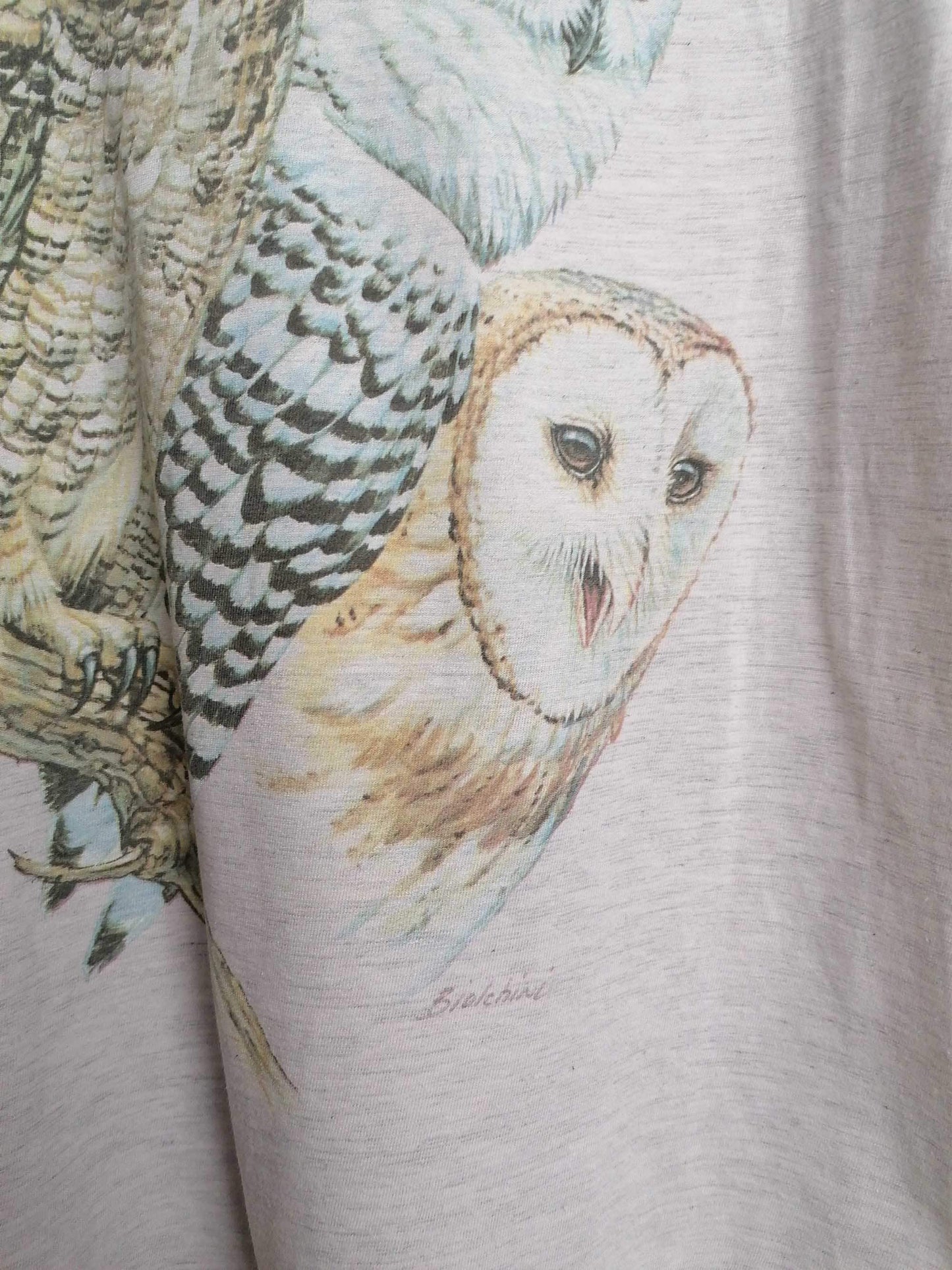 Vintage 90's BIOLCHINI Owls Print T-shirt - size M-L