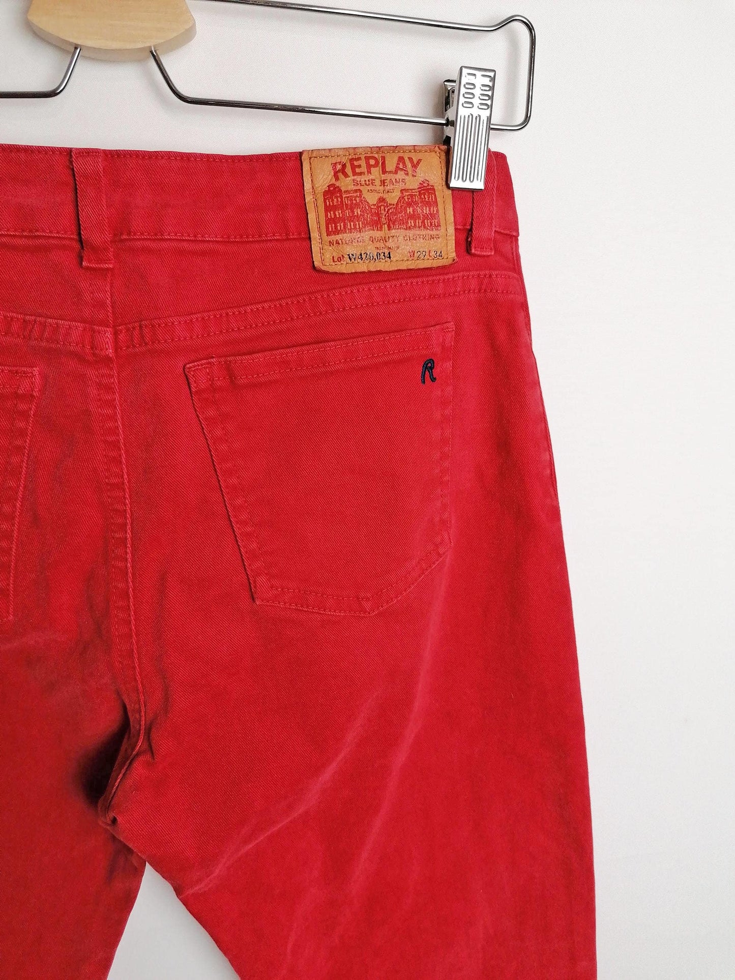 REPLAY Red Jeans Low Rise Flared Leg - size XS-S