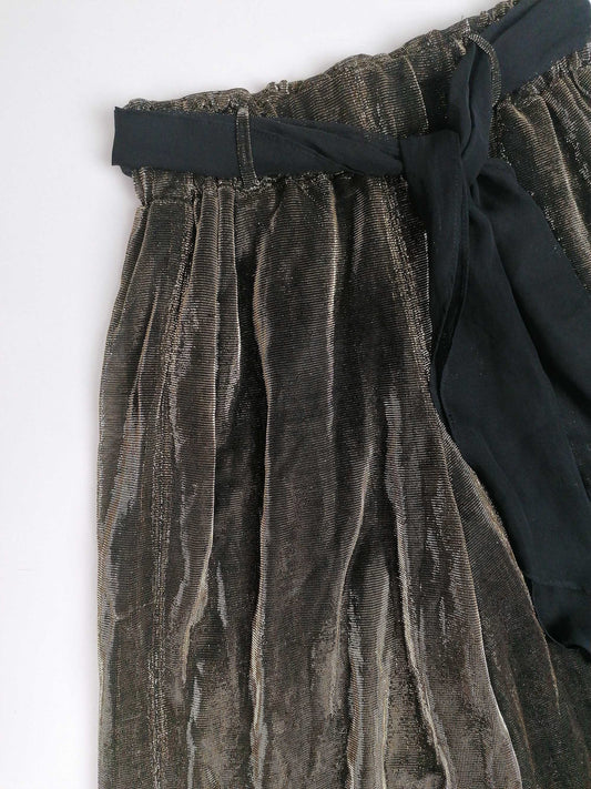 Wide Leg Black Gold Lurex Pants - size S-M