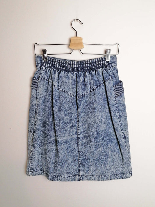 Acidwash Denim Skirt High Waist - size M