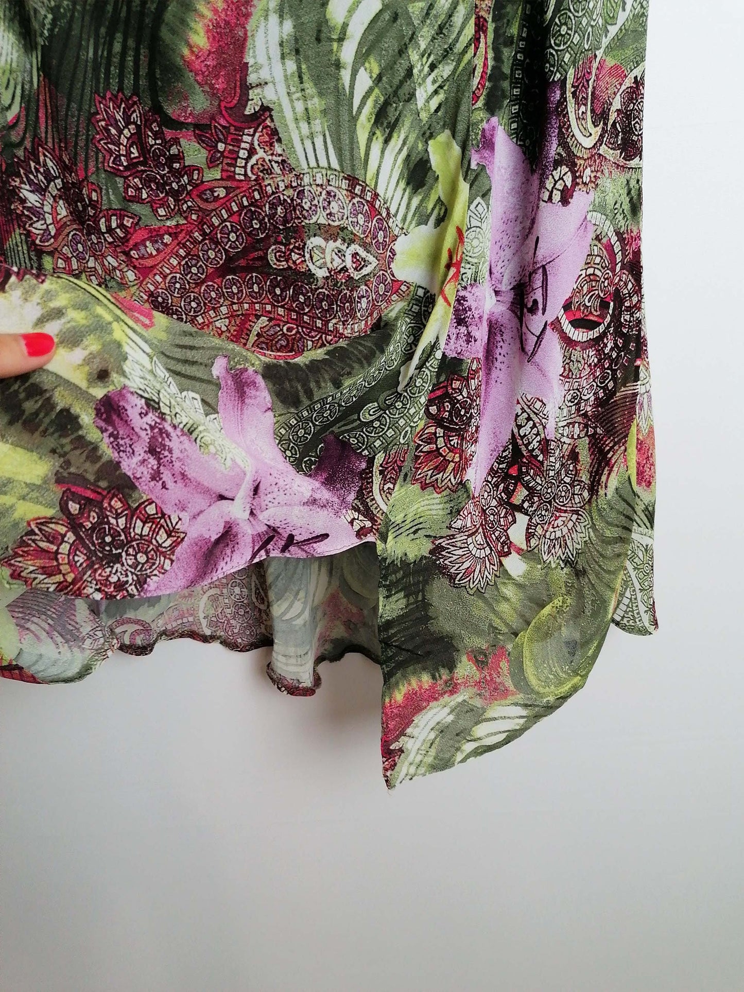 90's Y2K STEILMANN Asymmetric Skirt Floral Print - size M / D 38 / UK 12