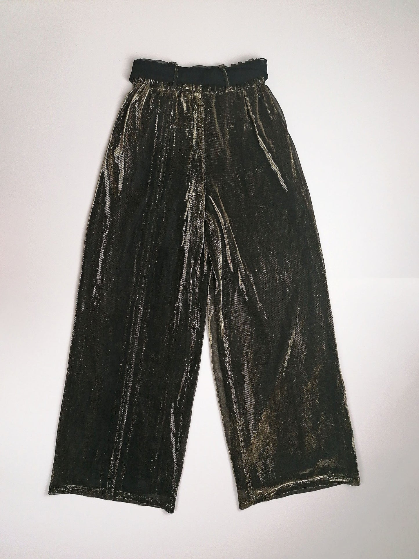 Wide Leg Black Gold Lurex Pants - size S-M