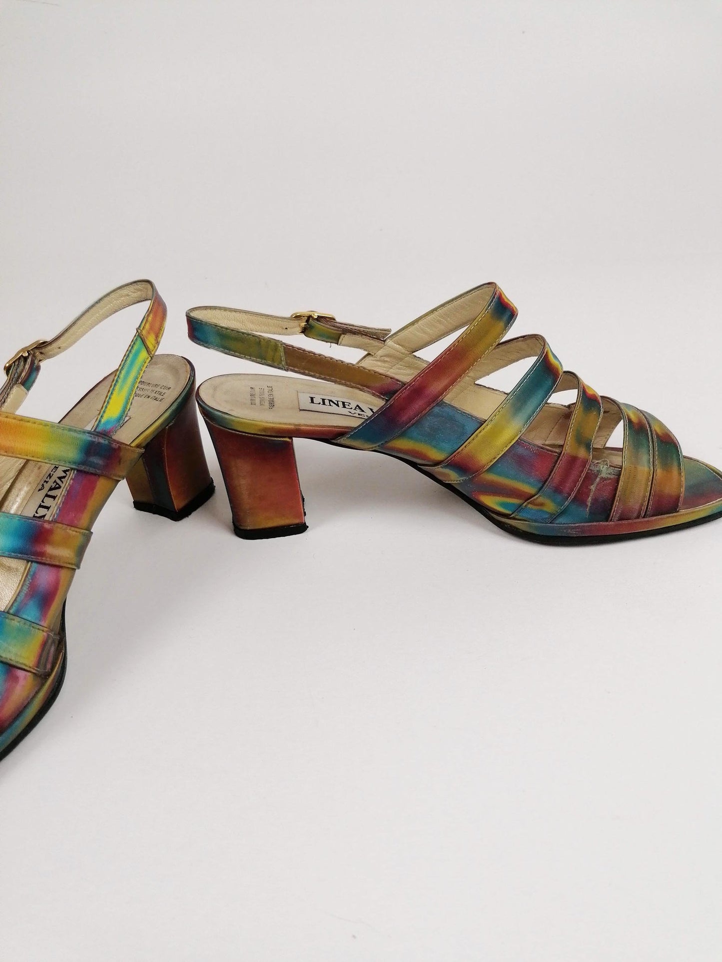 Holographic 80's 90's LINEA WALLYS Retro Sandals -  Size EU 37.5 / UK 4.5